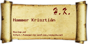 Hammer Krisztián névjegykártya